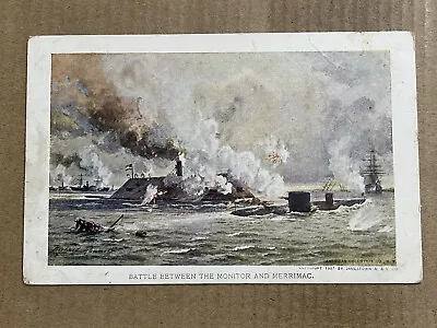 Postcard Civil War Navy Battle Merrimac Monitor Ships 1907 Jamestown Exposition • $6.99