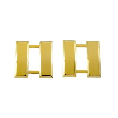 Police Captain Insignia Bar Set Gold Military Metal Collar Brass Rank Pin Large  • $13.98