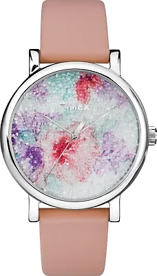Timex Women's Quartz Swarovski Crystal Pink Leather Watch 38mm TW2R84300 • $39