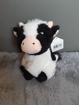 Richard Lang & Son Black Cow Cuddly Soft Toy Plush Adorable Stuffed Animal Gift • £6