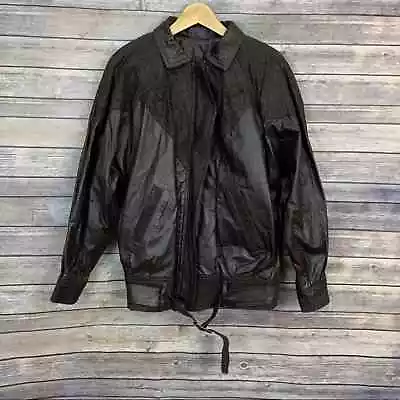Vintage Harlin Leather Shearling Jacket (size: S) • $45