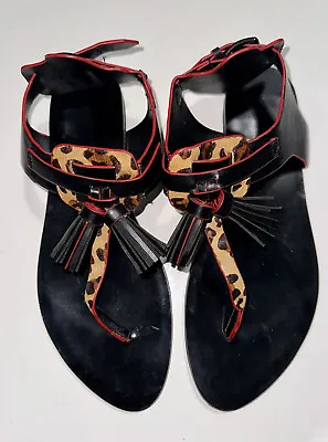 $11 • Buy Zara Cheetah Print Flat Open Toed Sandals