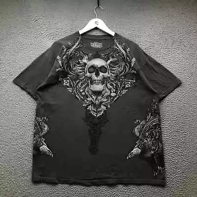 MMA Elite Skull T-Shirt Men's XL Short Sleeve Crew Neck All Over Print Gray • $44.99