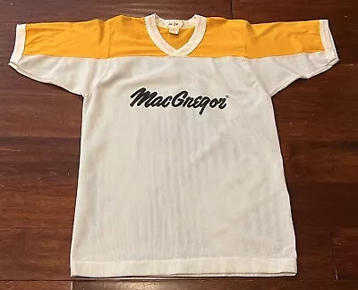 Vintage MacGregor White Yellow Mens XL Athletic Mesh Baseball Football Jersey • $26.24