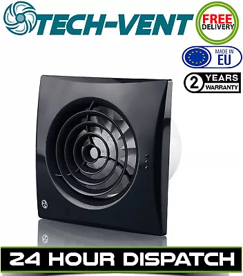 Blauberg Calm Black Low Noise Energy Efficient Bathroom Kitchen Extractor Fan • £33.99