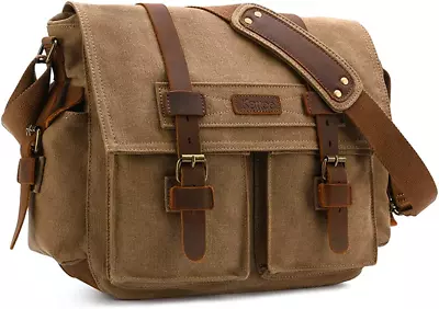 Leather Canvas Camera Bag Vintage DSLR SLR Messenger Shoulder Bag • $59.99