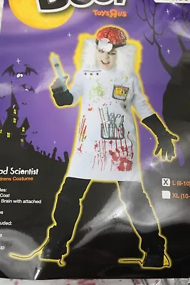 Large MAD SCIENTIST BOYS COSTUME 8-10 Scary Horror Lab Coat Brain Child Girls • $35.95