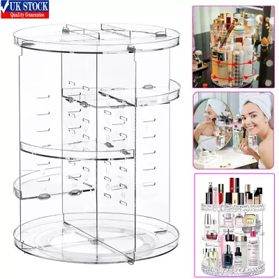 360 Rotating Makeup Organizer Spinning Skincare Organizer Cosmetics Storage New • £11.59