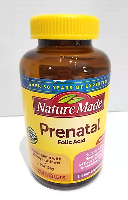 Nature Made Prenatal Folic Acid Multivitamin VALUE SIZE 250 Tablets Exp. 6/2025 • $15.97