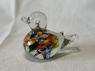 VINTAGE Murano Style Hand-Blown Art Glass End Of Day Millefiori Duck Paperweight • $18