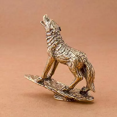 Brass Wolf Figurine Lifelike Gift Home Decor Collectible Animals Brass Wolf • $20.86