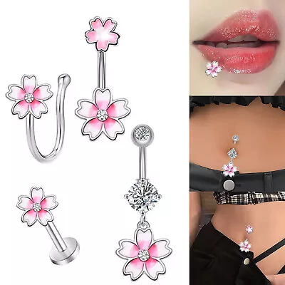 Flower Nose Piercing Stainless Steel Magnet Body Jewelry Drop Dangle Ring* • $3.51