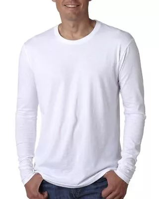 Next Level Apparel N3601 Mens Long Sleeve Cotton Crew Neck Stylish Plain T-Shirt • $14.56