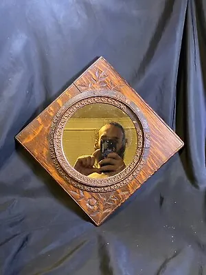 Vintage Distressed Wood Etched Embellished Mirror 10.75” X 10.75” • $47.99