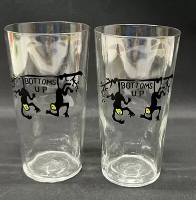 Vintage Mid Century Bottoms Monkey Highball Tumbler Barware Glasses Lot Of 2 MCM • $19.99