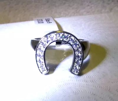 Montana Silversmiths Rhinestones Horseshoe 925 Sterling Silver Ring Size 9 New • $49.99