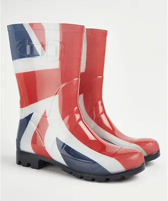 BNWT SIZE 3 GEORGE UNION JACK UK FLAG WELLINGTON BOOTS WELLIES S Small Brand New • £18.99