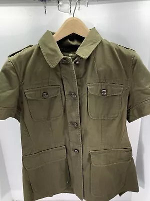 Ralph Lauren Lauren Jeans Company Military Shirt Women Large Green Button Casual • £24.54