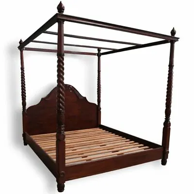 Solid Mahogany Wood Colonial 4 Poster Bed Queen King Size Antique Style  • $2835