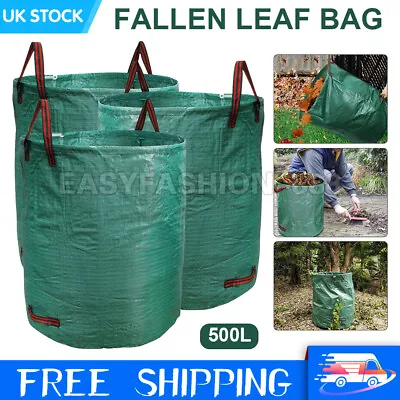 3X Garden Waste 500L 132Gallon Reusable Refuse Sack Leaves Grass Bin Rubbish Bag • £15.99