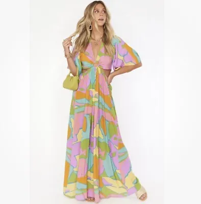 SHOW ME YOUR MUMU Women’s XS Dana Summer Sorbet Maxi DRESS Colorful Cutouts • $63.99