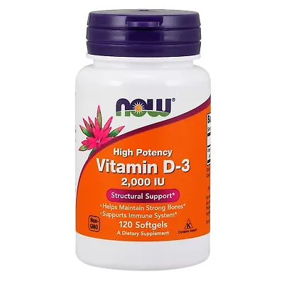 NOW Foods Vitamin D-3 2000 IU 120 Softgels • $7.19