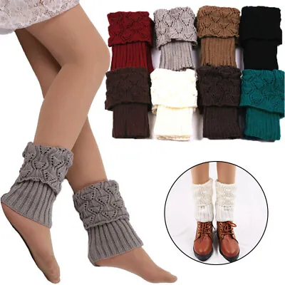 £4.61 • Buy New Ladies Short Leg Warmers Crochet Cuffs Ankle Toppers Knitted Trim Boot Socks