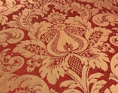 Scalamandre Red Strie  Wicklow  Italian Silk & Cotton Venetian Damask Fabric • $239.20