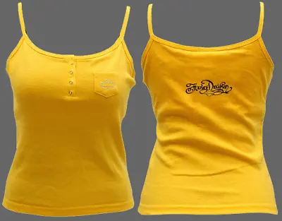 Harley Davidson  Yellow Pocket Ladies Built In Bra Hd Tank Top Shirt [new] • $19.99