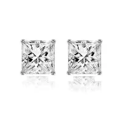 Princess Cut Lab Created Diamond Women & Men Stud Earring 14K White Gold Plated • $49.54