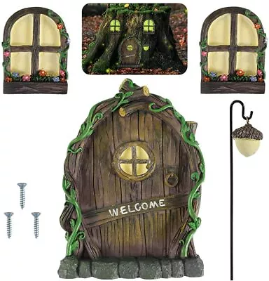 $16.19 • Buy US Miniature Fairy Gnome Home Window Door Kit For Tree Yard Art Garden Sculpture