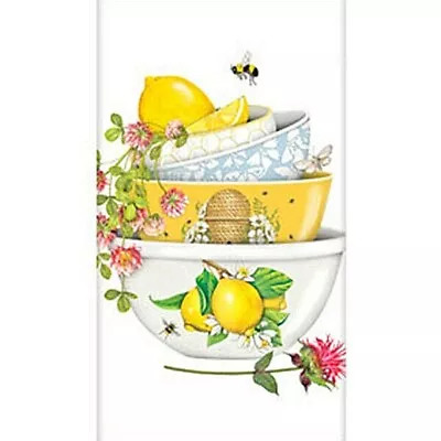 Mary Lake-Thompson Lemon Clover Bowls Mixing Flour Sack Kitchen Towel Bagged • $10.50