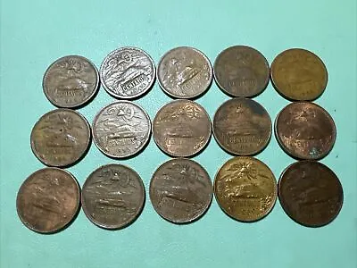 Lot Of 15 1943-1970 MEXICO  20 CENTAVOS CIRCULATED COIN Aztec Design • $24.75