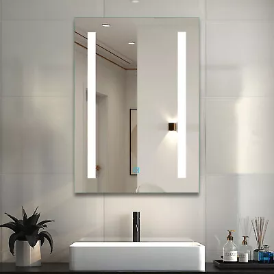 LED Bathroom Mirror With Shaver Socket Demister Lights Touch Switch Illuminated • £49.99