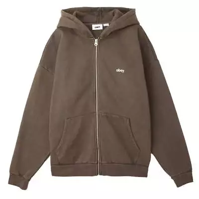 Obey Lowercase Pigment Zip Hoodie Java Brown • $237.17