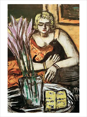 Beckmann Woman With Cat 1942 Fine Art Print Poster Gallery Wall Art WITH BORDER • $20.21