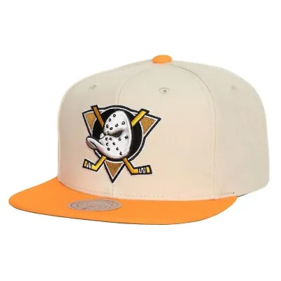 Anaheim Mighty Ducks Mitchell & Ness NHL Vintage Off-White Snapback Hat Headwear • $33.99