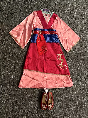 Disney Mulan Dress Halloween Costume Size 5/6 W/ Shoes • $48