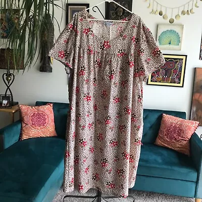 ONLY NECESSITIES Sz 4X Brown & Red Leopard Floral MuuMuu Patio Lounger Dress • $24.99