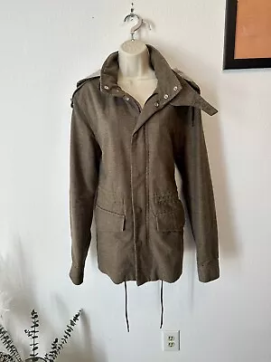 Marc By Marc Jacobs Womens Sz M Mid-Length Brown Coat Parka Jacket Flannel Hood • $34.50