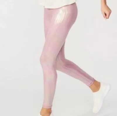 RARE Bear Dance Clothing Holographic Pink Festival Leggings Size Medium • £9.07