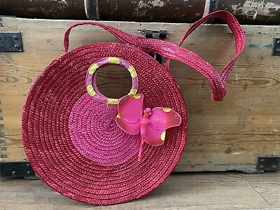 House Clearance Find Fabulous Retro 90s Miss Sixty Pink Straw Circular Bag • £5