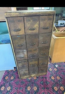 Vintage Antique File Cabinet Apothecary Industrial 15 Drawer Steel Metal Storage • $550