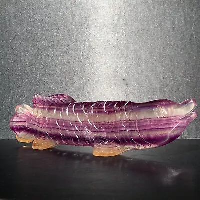 229g Natural Beautiful Green Fluorite Crystal Carving Fish Sculpture Healing • $5.50