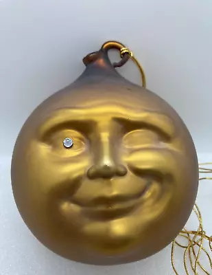 Dept 56 Man In The Moon Face Winking Jewel Eye Mercury Glass Ornament In Box • $64.99