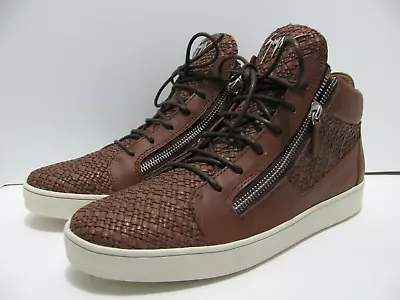 Giuseppe Zanotti Sneakers Mens 47 14 Braided Leather Mid-Top Slip-on Shoe $795 • $285