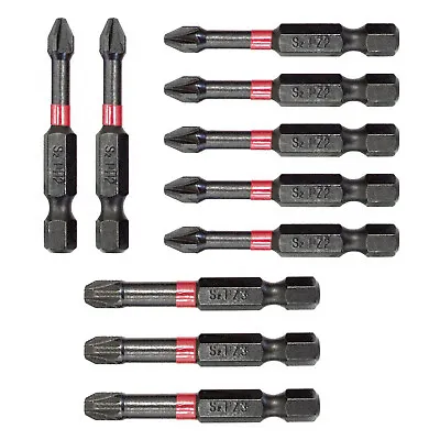 10 50mm S2 Grade Impact Drill Screwdriver Bits Phillips 2 PH2 Pozi 2 3 PZ2 PZ3  • £5.49