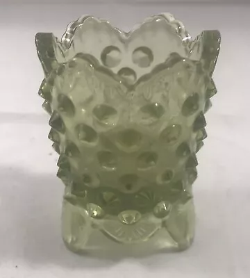 Vintage Fenton Colonial Green Glass Hobnail Footed Toothpick Holder • $11.45