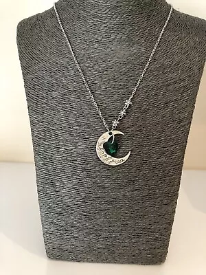 I Love You To The Moon And Back Moon Stars Green Heart 18” Chain Necklace UK • £3.50