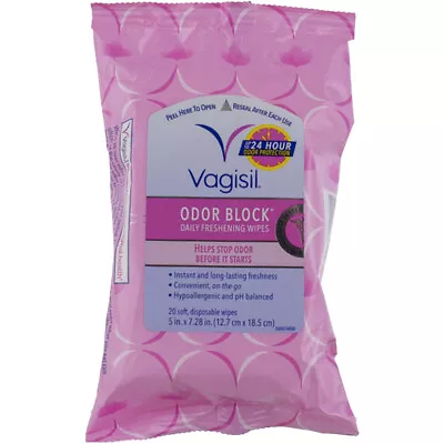Vagisil Odor Block Personal Wipes Spearmint 20 Ct • $9.29